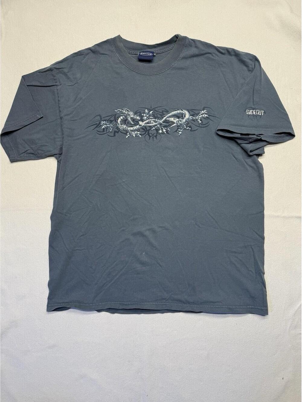 Vintage 90s Dragon Blue Y2K Sideout Shirt Surfwear Skate Mens Size XL